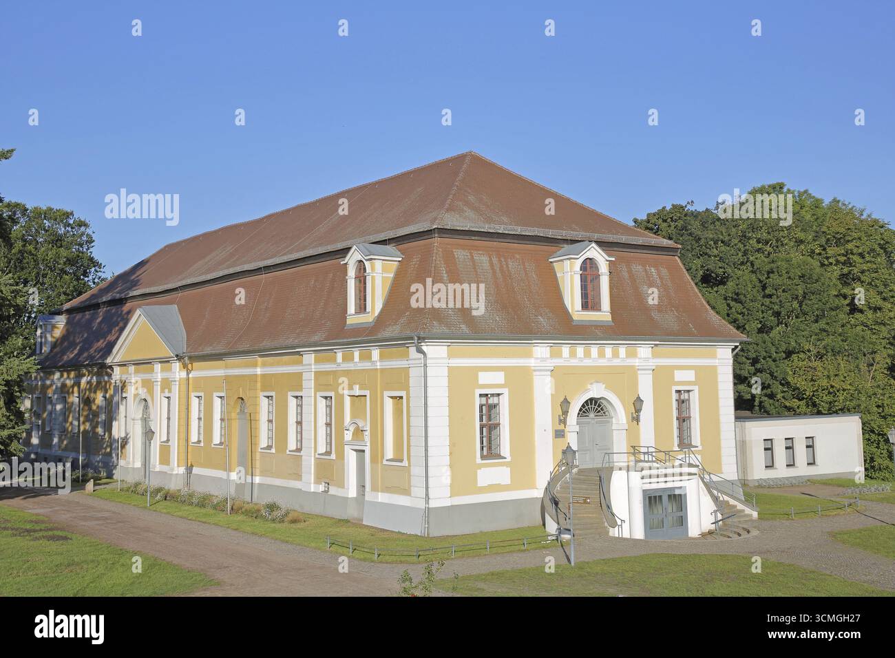 Municipio barocco, giardino del castello, Zerbst, Flaeming, Sassonia-Anhalt, Germania Foto Stock