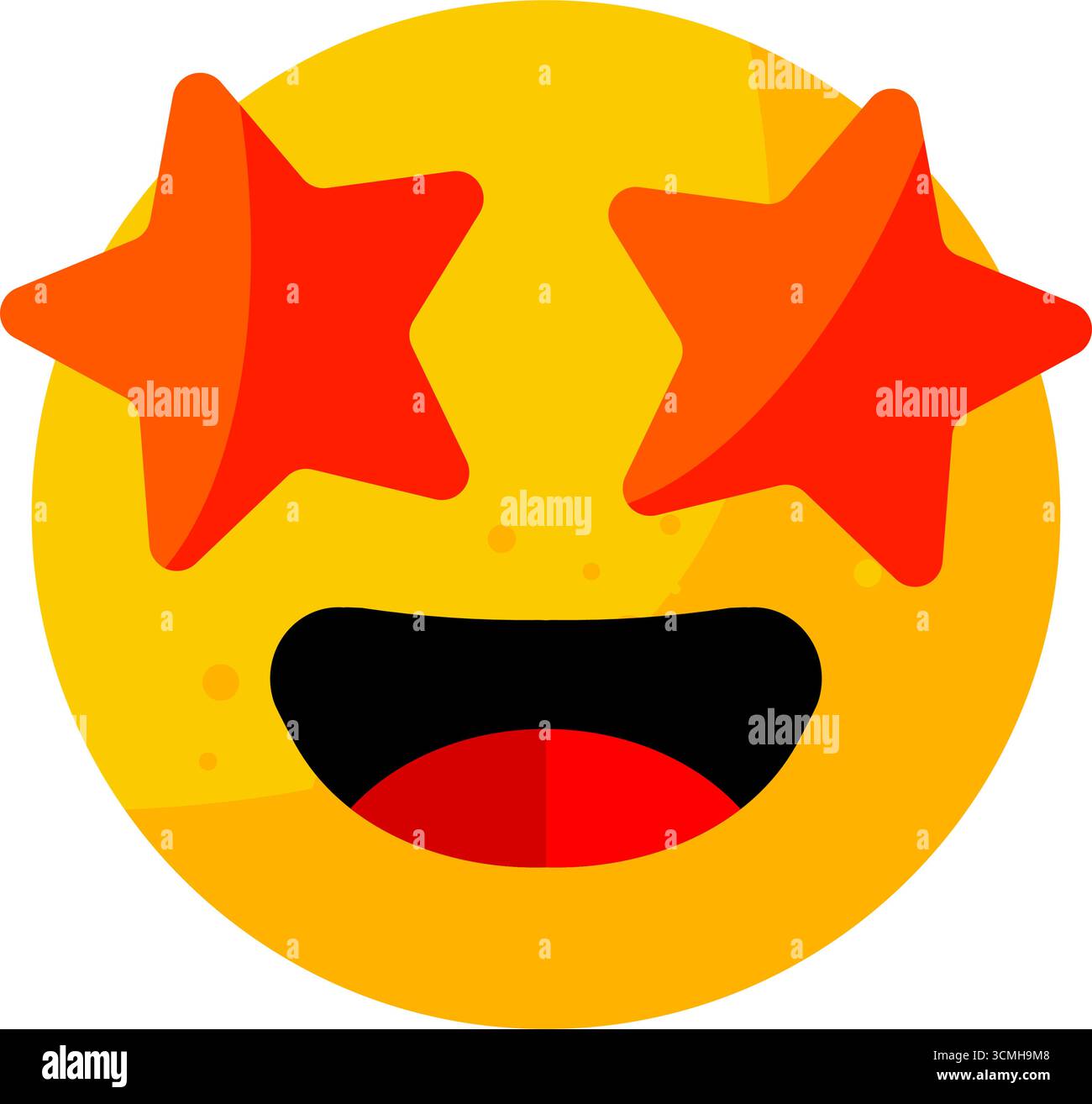 Emoticon faccia storta con occhi stellati - icona vettoriale Illustrazione Vettoriale