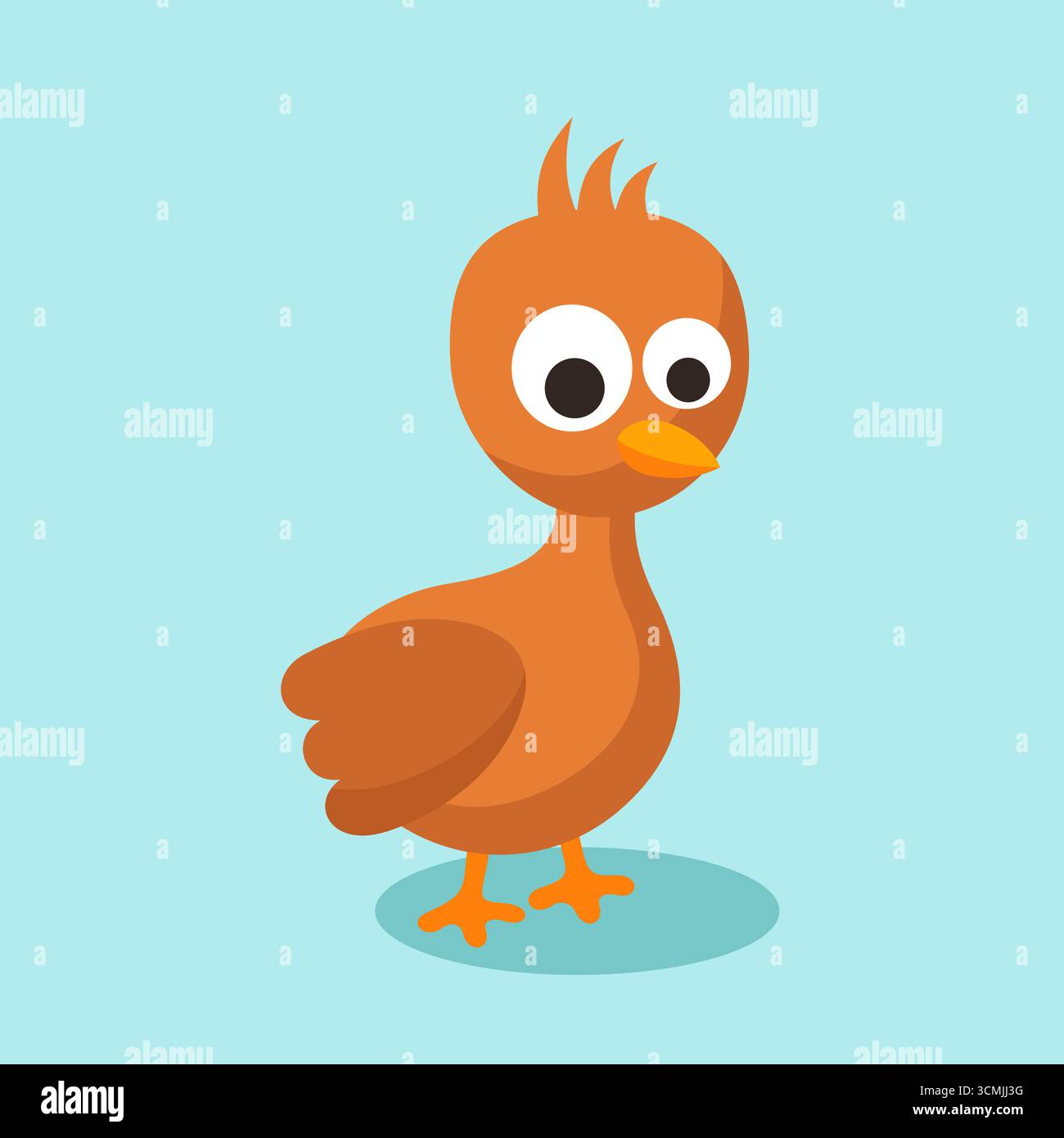 Piccolo uccello marrone dal design piatto. Illustrazione Vettoriale