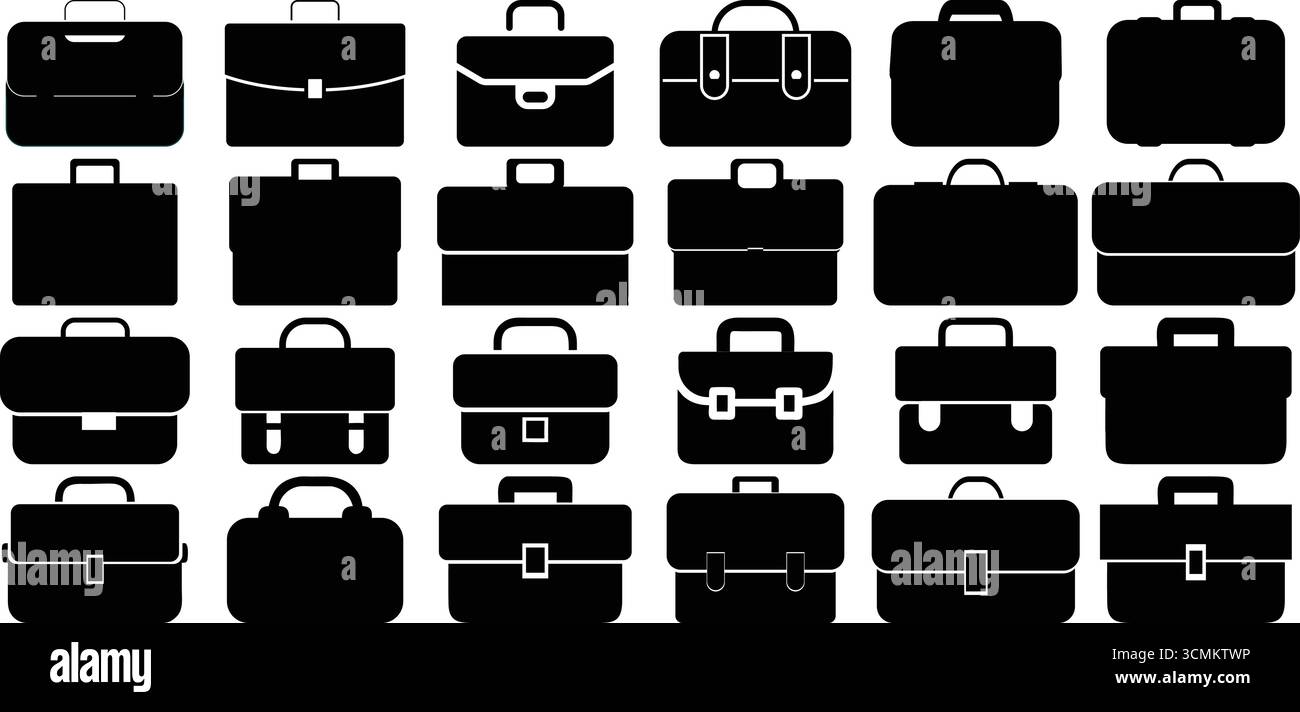 Set di icone Business Briefcase – simboli Office e Corporate Bag Illustrazione Vettoriale