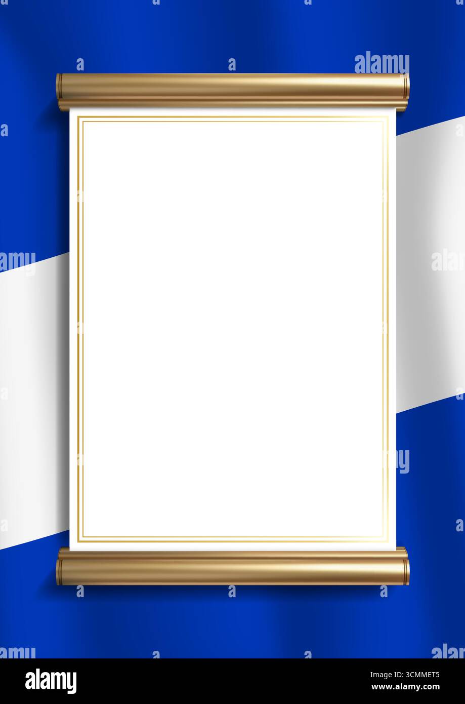 Elegante cornice portadocumenti con colori della bandiera israeliana e uno squisito bordo dorato. Perfetto per certificati, diplomi e annunci ufficiali, verticale Illustrazione Vettoriale