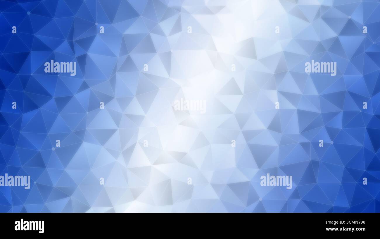 Sfondo con motivo vettoriale poligono a griglia bianca, azzurra e blu con sfumatura di colore. Moderno sfondo triangolare in polietilene 3D astratto. Foto Stock