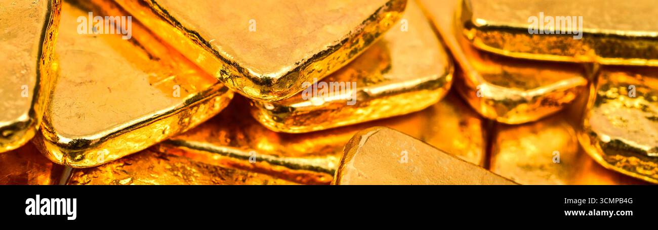 Primo piano foto sfondo con barre dorate, lato striscione Foto Stock