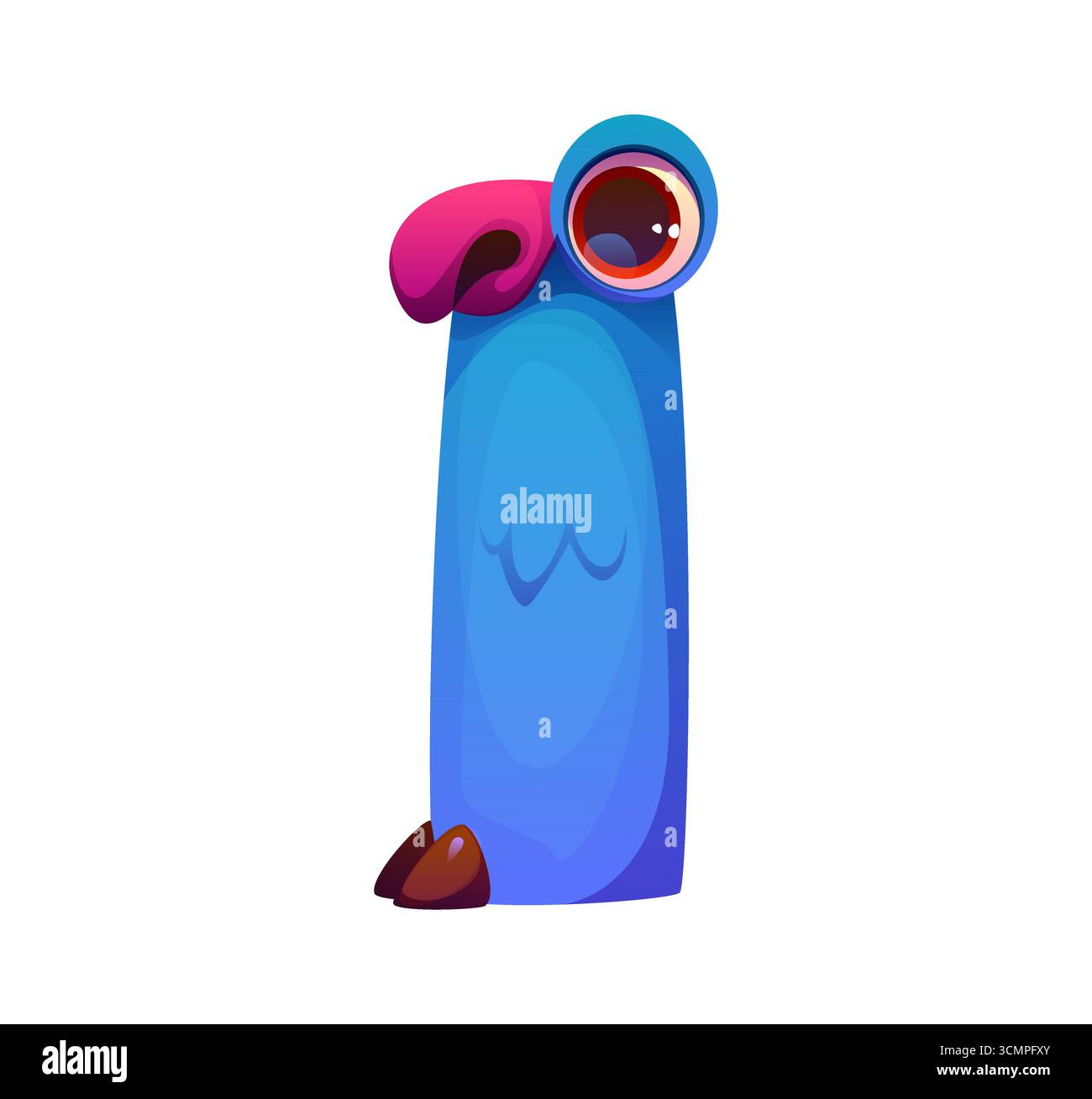 Bizzarro carattere mostro cifra 1 uno. Spaventoso bugaboo, personaggio di bogle, personaggio matematico, personaggio di Halloween spaventapasseri cartoni animati vettoriali per bambini ABC font. Fantasia creatura matematica carattere simbolo numerico Illustrazione Vettoriale