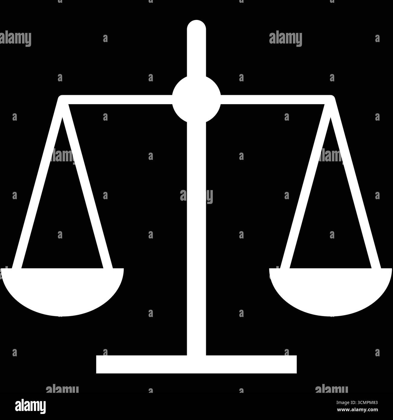 La scala di bilanciamento del bianco si staglia su uno sfondo nero, simboleggiando giustizia ed equità. Illustrazione Vettoriale