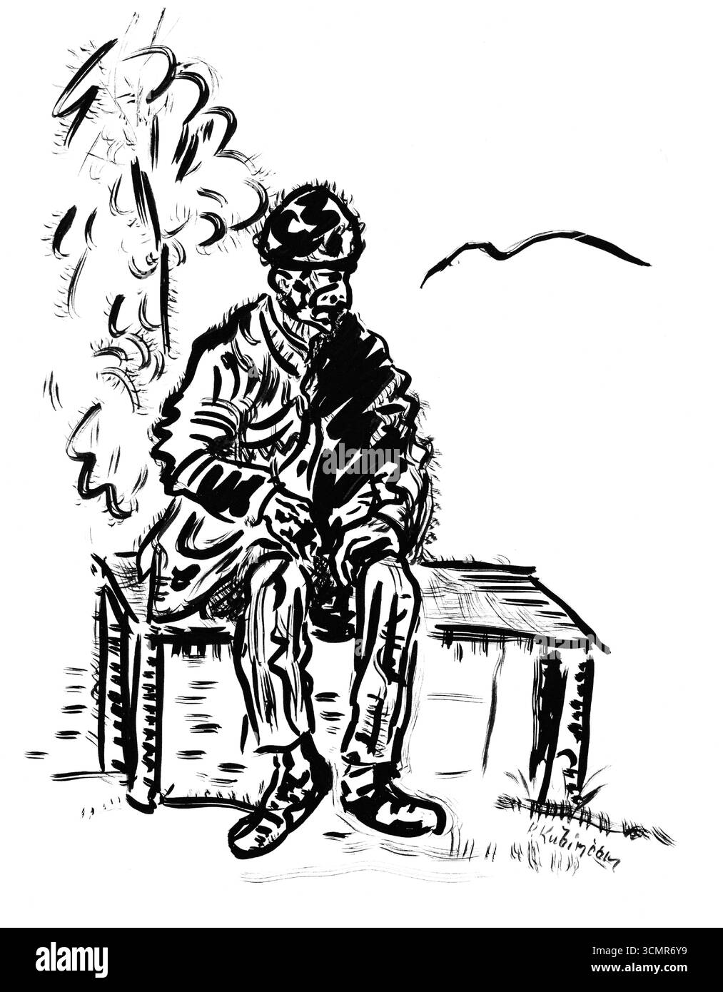 Old Man di Arnold Peter Weisz Kubincan, ritrattista slovacco dell'inizio del XX secolo, figura anziana espressiva, belle arti di pubblico dominio Foto Stock