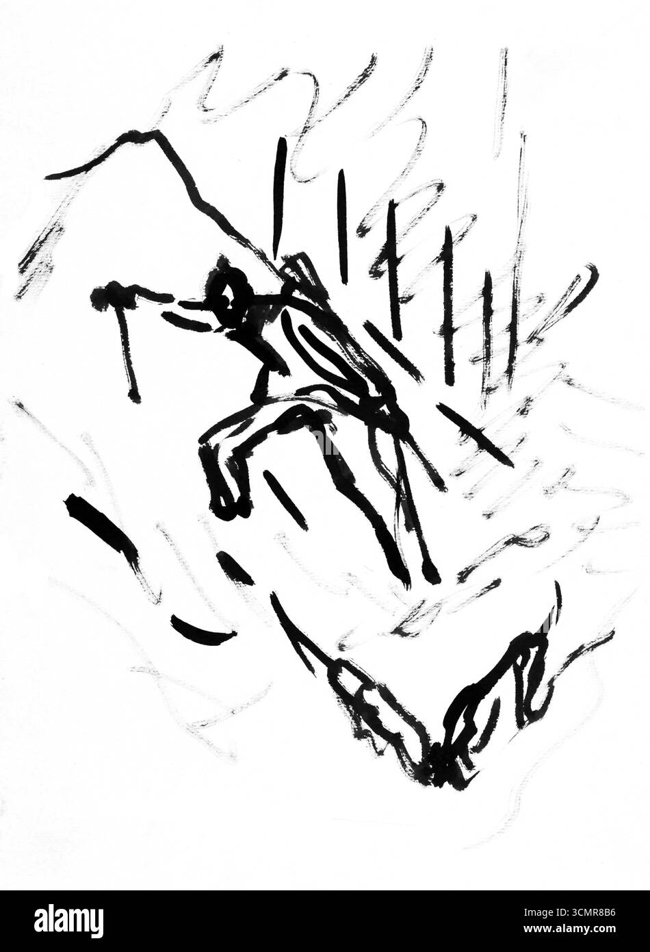 A Man and Two Dogs di Arnold Peter Weisz Kubincan, disegno di belle arti europeo dei primi anni del XX secolo, disegno di animali e figure di pubblico dominio Foto Stock
