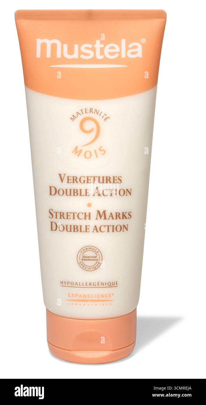 striature color crema su sfondo bianco Foto Stock