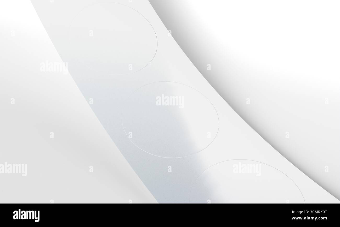 Adesivo circolare Roll Mockup. Mockup adesivo circolare isolato. Rendering 3d. Foto Stock