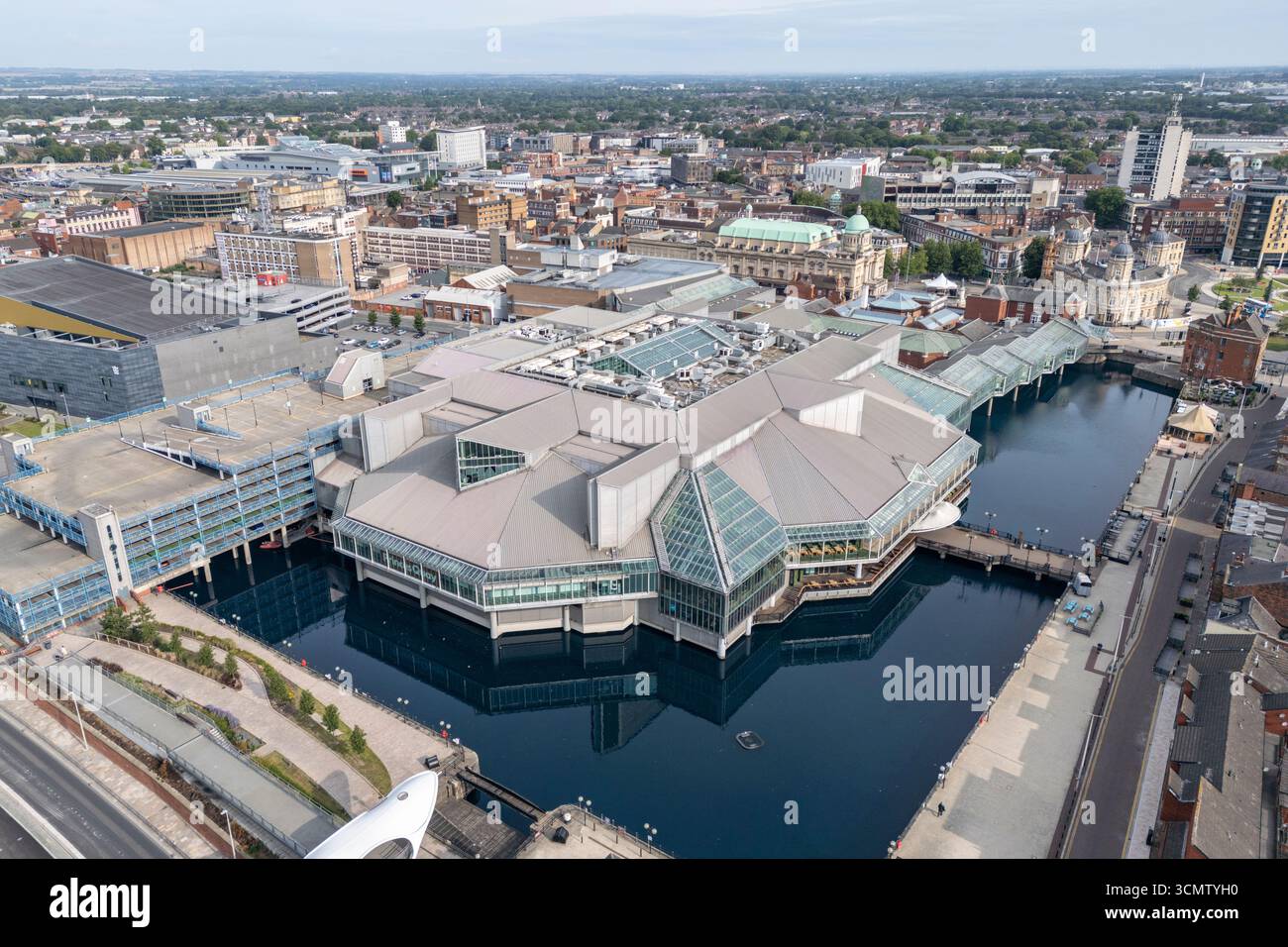 Vista aerea del centro commerciale Princes Quay, Kingston upon Hull (HU1), Regno Unito. Foto Stock