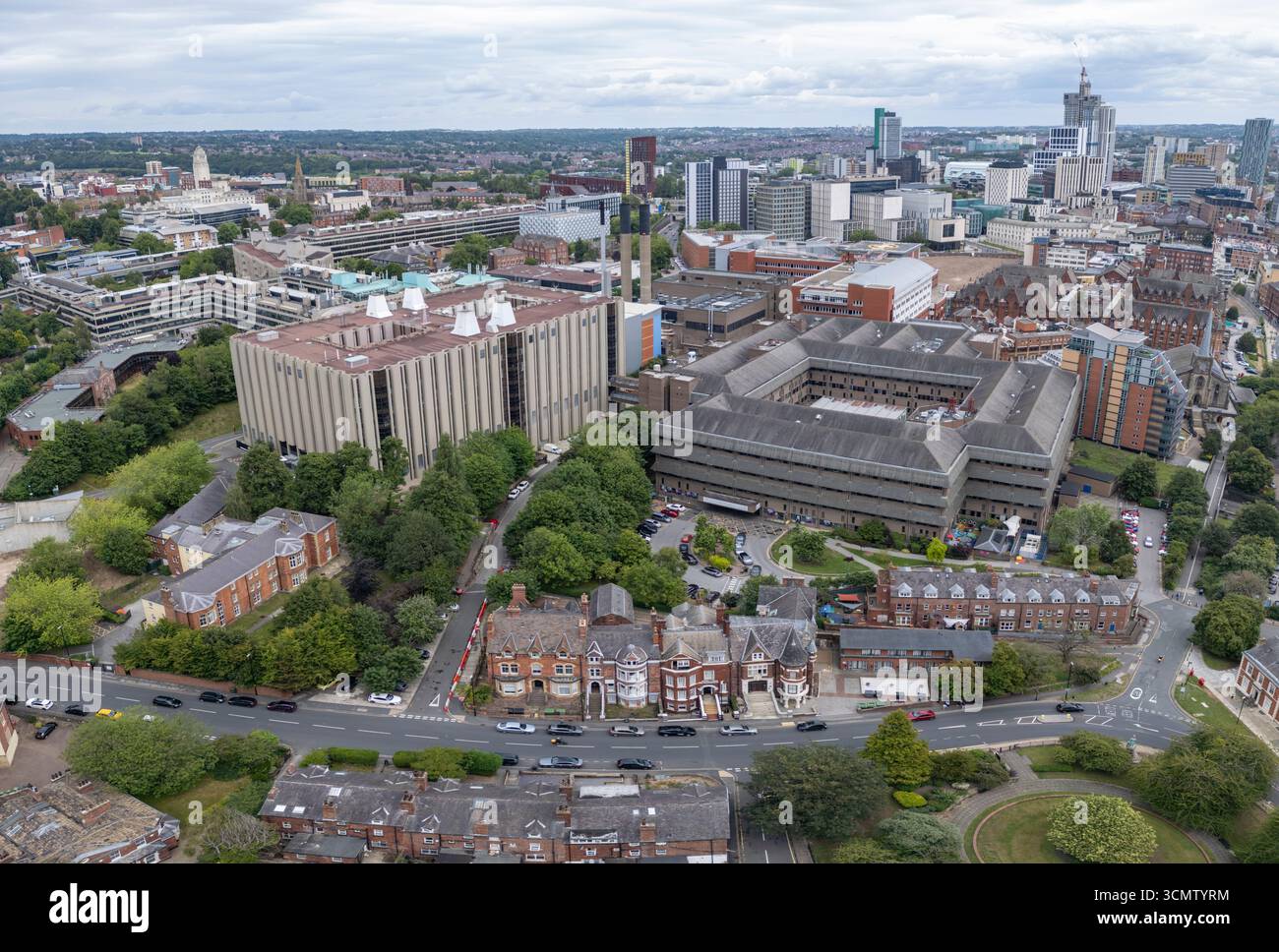 Vista aerea della Leeds General Infirmary, Leeds, West Yorkshire, Regno Unito. Foto Stock