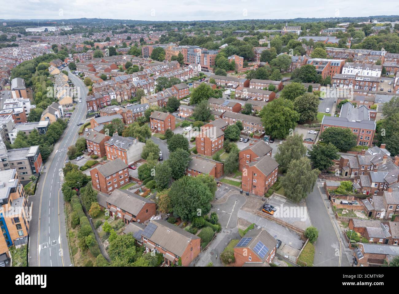 Vista aerea della Leeds General Infirmary, Leeds, West Yorkshire, Regno Unito. Foto Stock