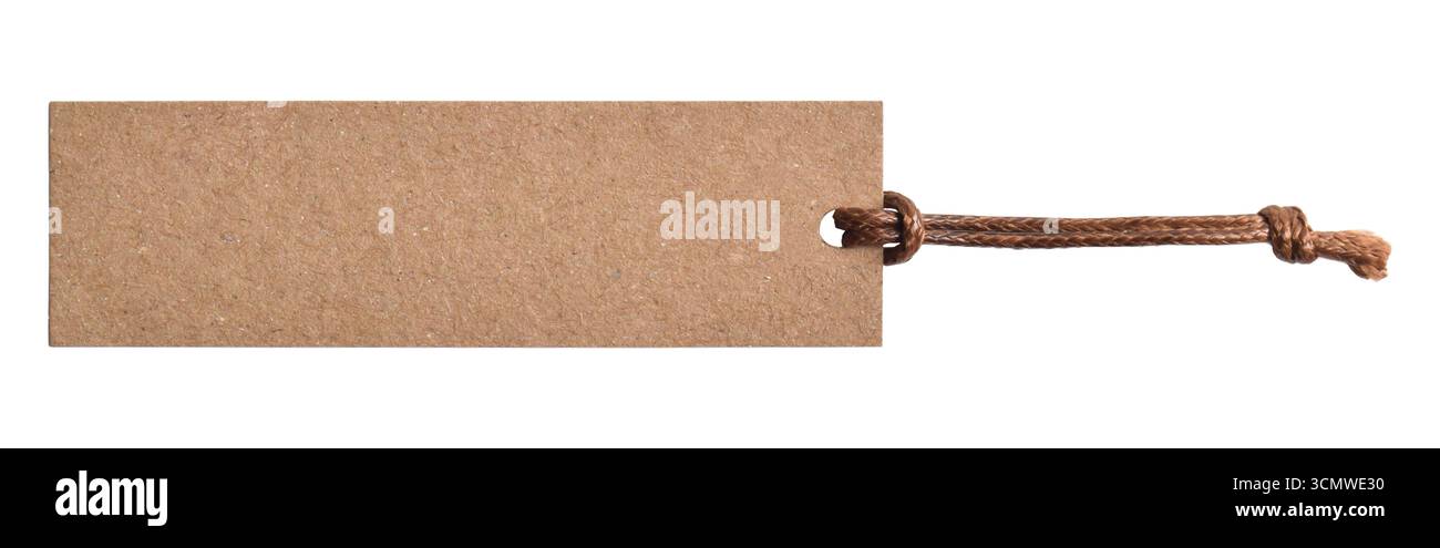 Crea etichette di carta con stringa isolata su sfondo bianco Foto Stock