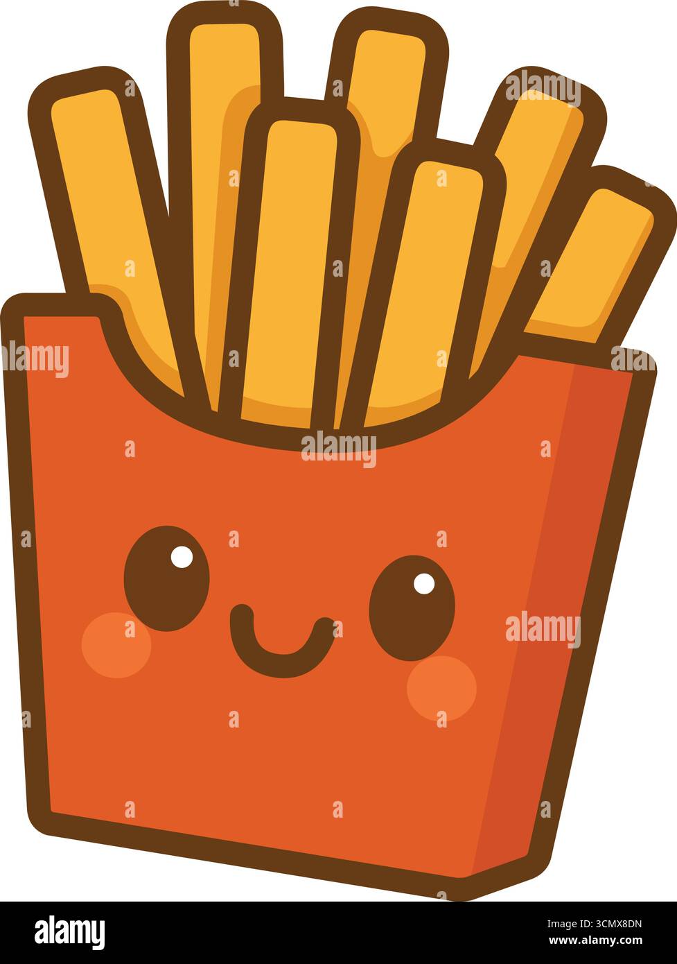 Illustrazione Kawaii di patatine fritte sorridenti in una scatola Illustrazione Vettoriale