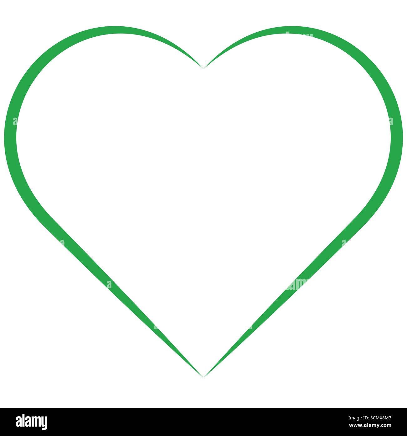 Semplice contorno di cuore verde. Perfetto per San Valentino, amore, natura o design ecologici. Elemento grafico versatile e pulito. Illustrazione Vettoriale