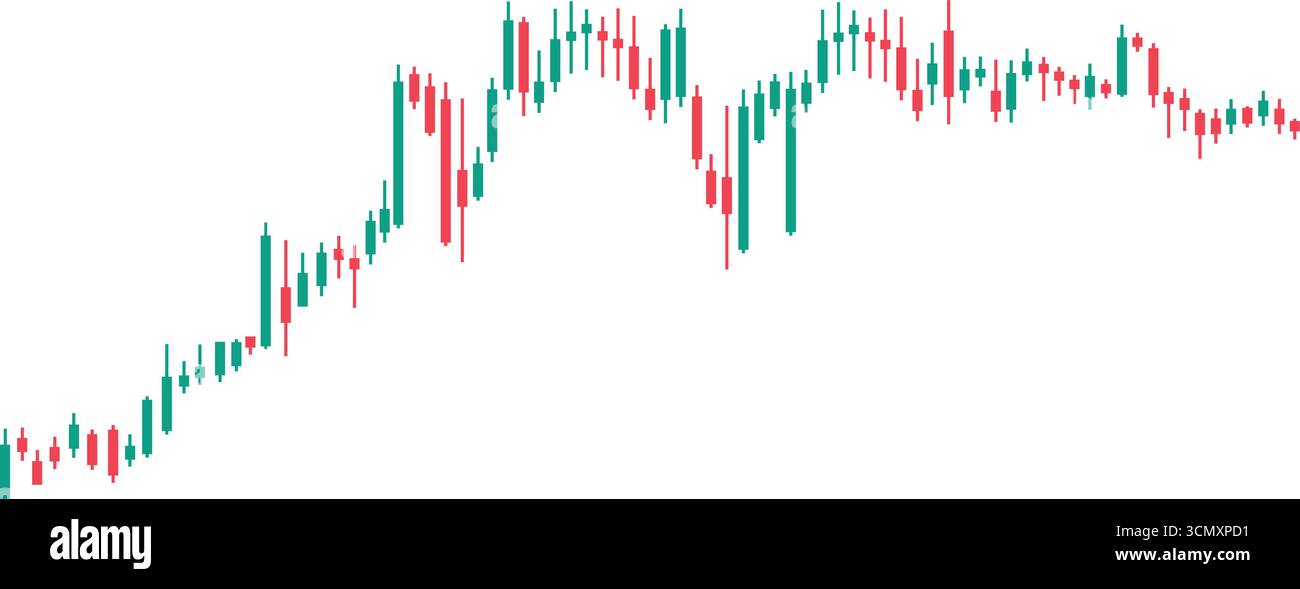 Grafico a candela Crypto strumenti per grafici a candela rosso e verde per i trader. Illustrazione vettoriale su sfondo trasparente. Illustrazione Vettoriale