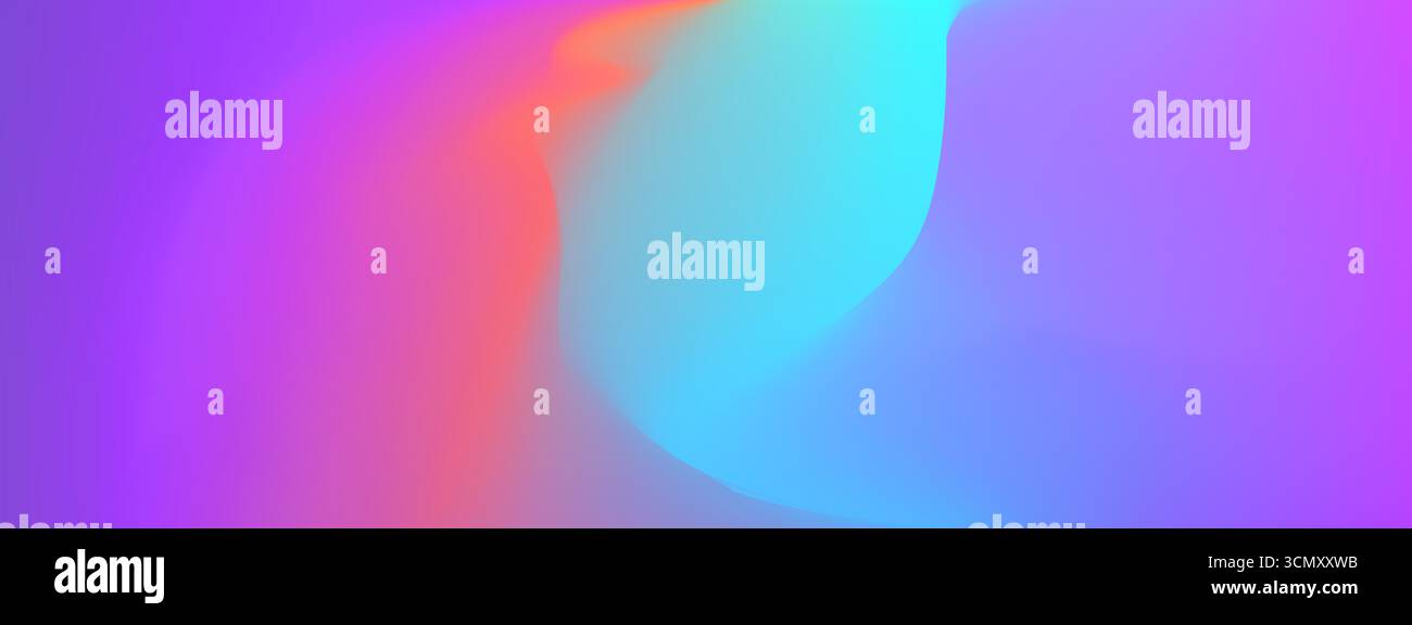 Sfondo a gradazione rosa iridescente con gradiente olografico arcobaleno ed effetti di luce pastello. Consistenza astratta dell'unicorno in ologramma blu viola grad Illustrazione Vettoriale