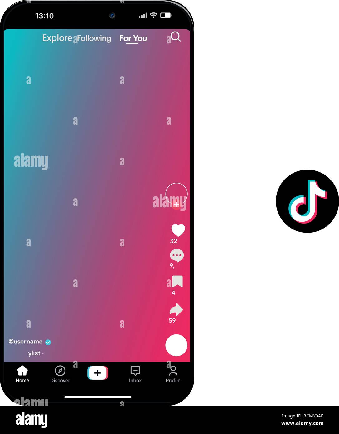 Interfaccia dello schermo Tik Tok e icone tik tok nell'applicazione di social media. Illustrazione Vettoriale