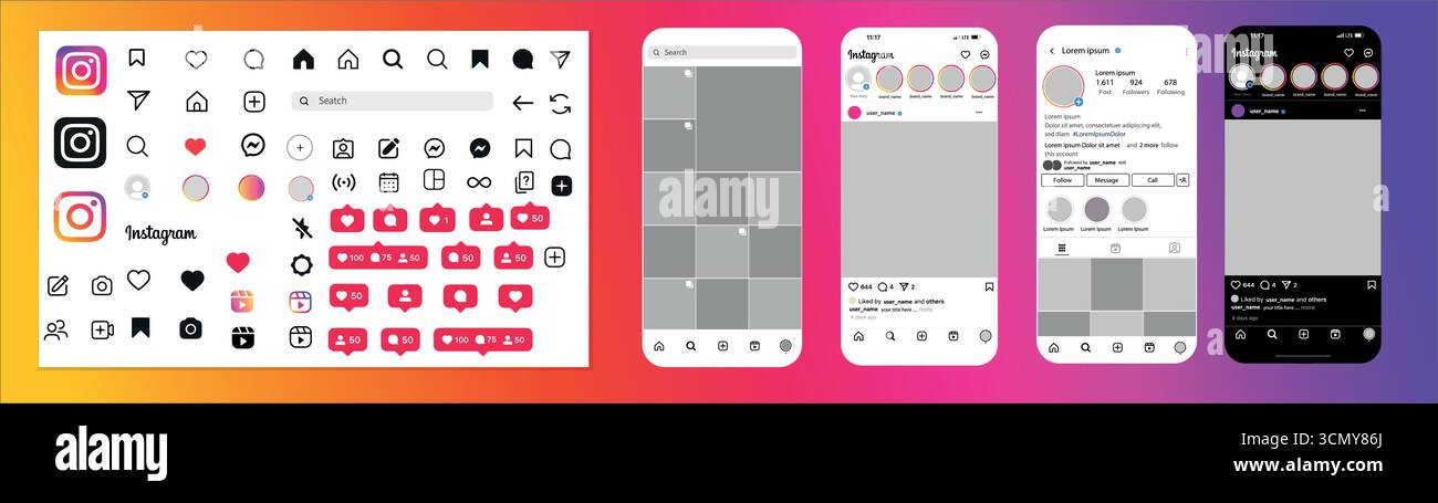 Instagram Mockup Social Media Template Modern Editable Post Story Layout Illustrazione Vettoriale