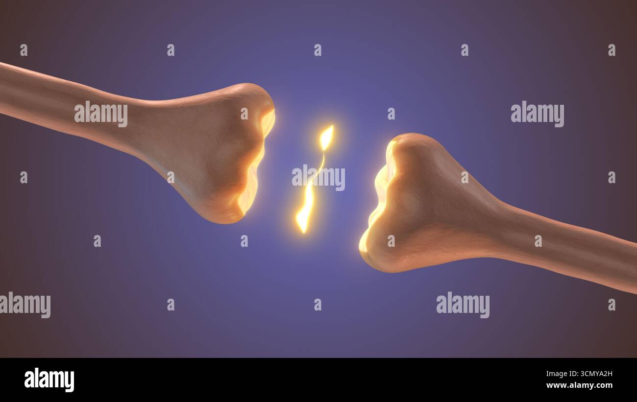 Attività cerebrale elettrica nelle reti neuronali Foto Stock