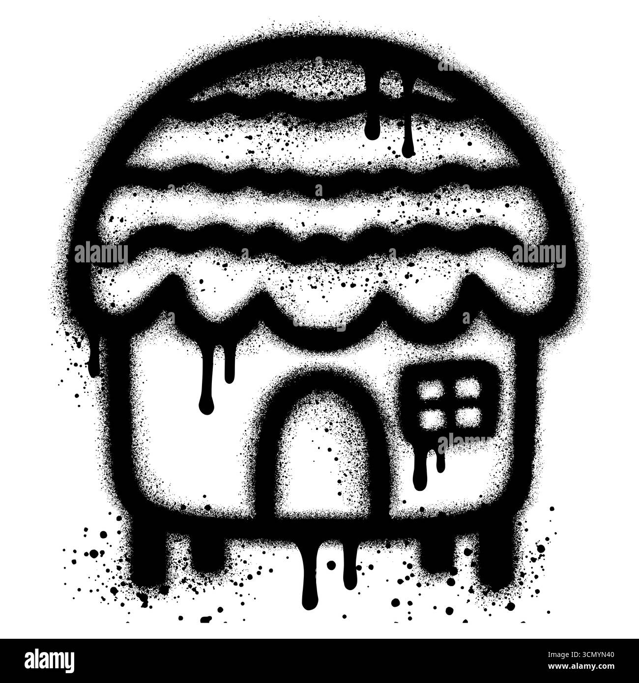 Edificio tradizionale icona in stile graffiti. illustrazione vettoriale Illustrazione Vettoriale