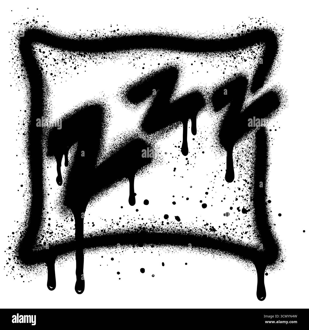 Cuscino e cuscino in stile graffiti con vernice spray nera. Illustrazione Vettoriale