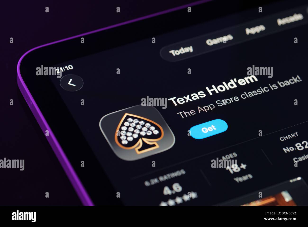 App Texas Holdem Foto Stock