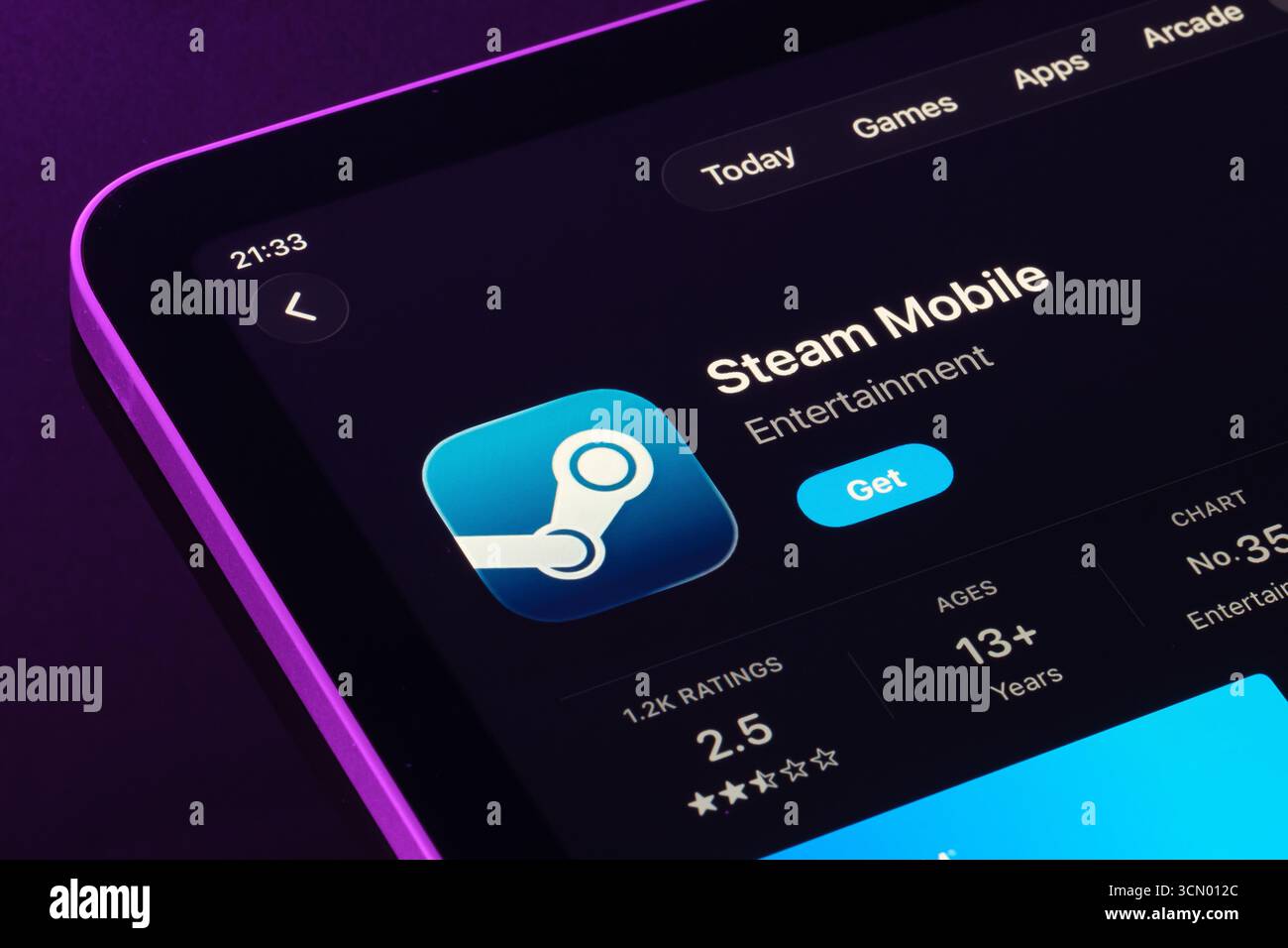 App mobile Steam Foto Stock