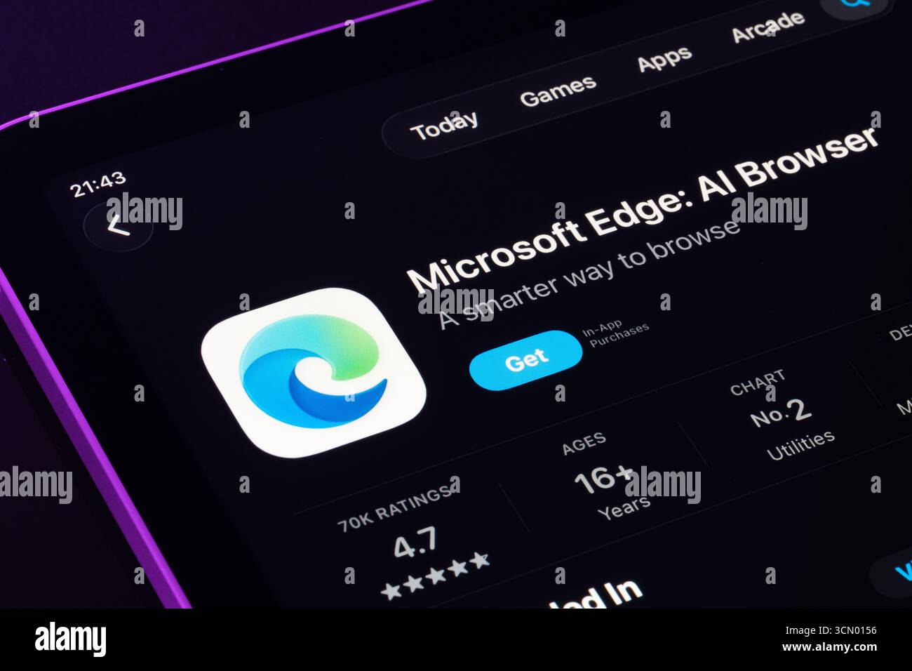 App Microsoft Edge Foto Stock