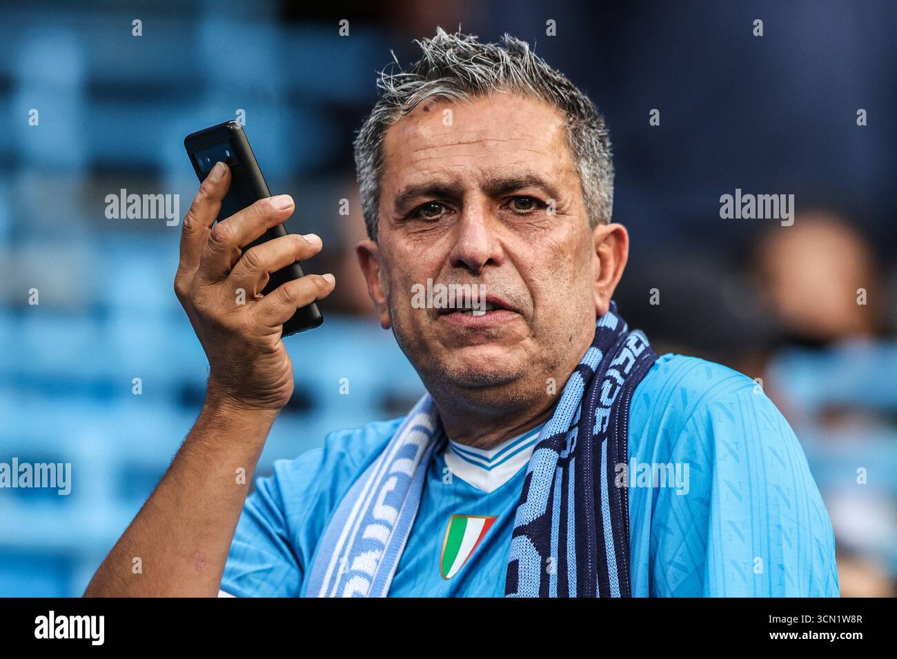 Tifosi del Napoli durante la fase MD1 di UEFA Champions League 2025/26 Manchester City vs Napoli League al City of Manchester Stadium, Manchester, Regno Unito, 18 settembre 2025 (foto di Alfie Cosgrove/News Images) Foto Stock