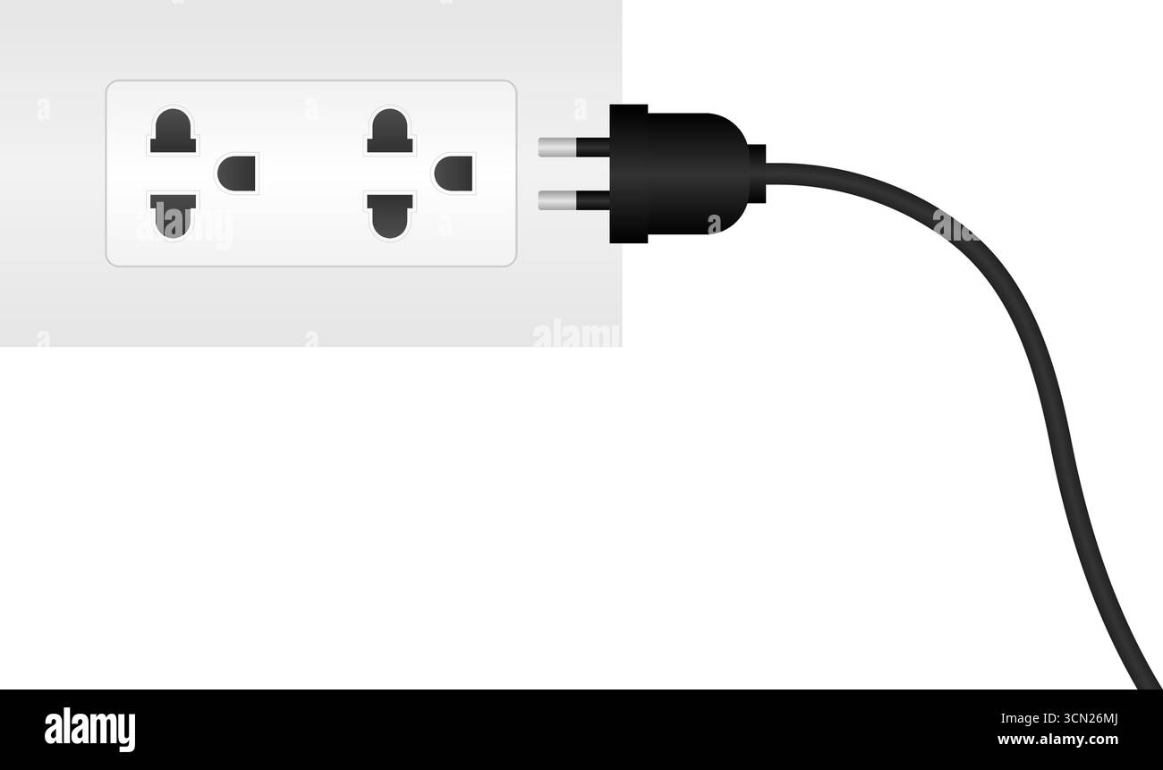 Scollegare l'alimentazione elettrica dalla presa. Risparmia energia e risparmia il mondo. Illustrazione vettoriale Illustrazione Vettoriale