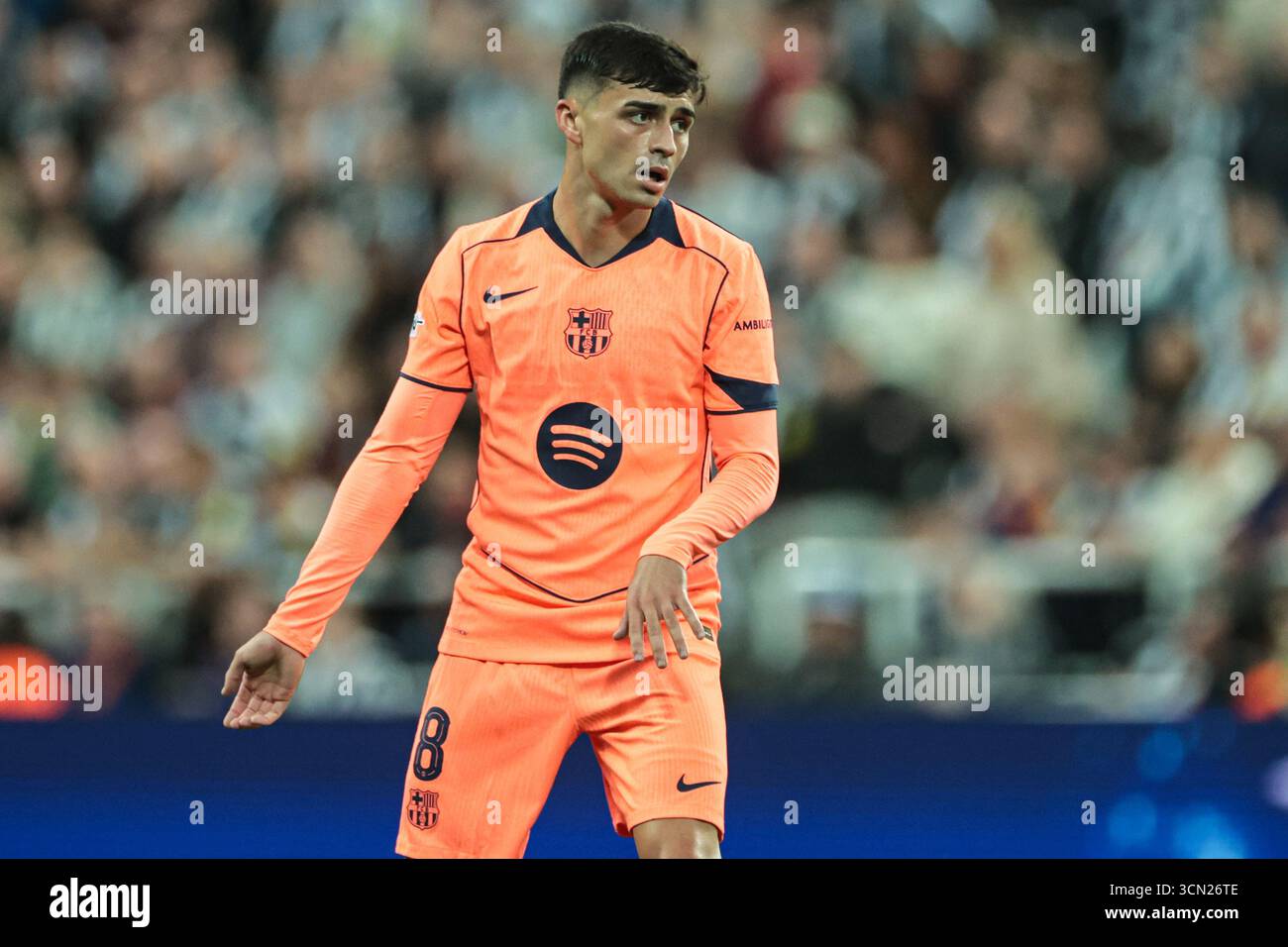 Pedri di Barcellona durante la UEFA Champions League 2025/26 fase MD1 Newcastle United vs Barcellona al St James's Park, Newcastle, Regno Unito, 18 settembre 2025 (foto di Mark Cosgrove/News Images) Foto Stock