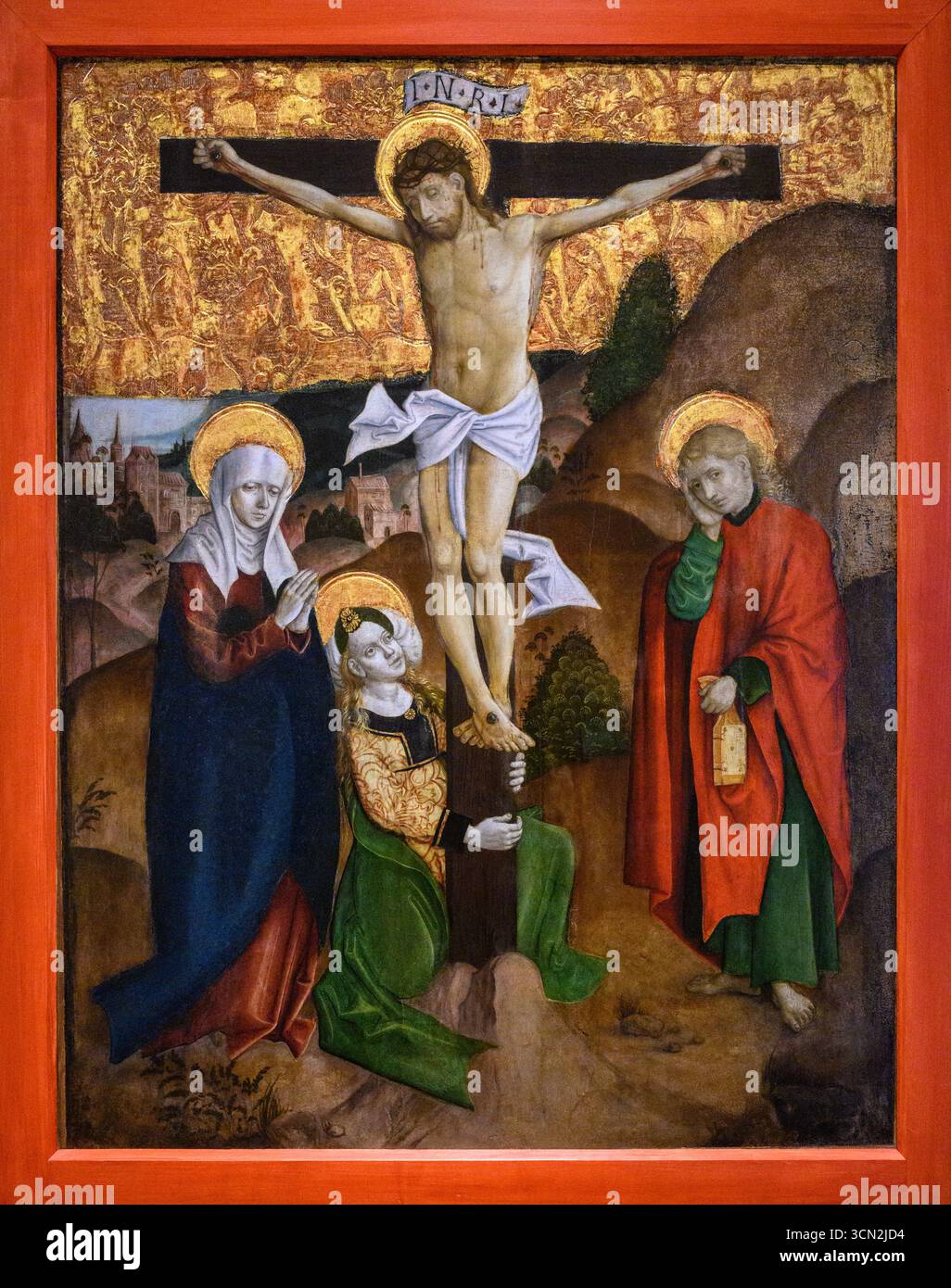 San Giovanni (un dettaglio). Crocifissione (1500 – 1510, regione di Spiš/Liptov, Slovacchia) di un pittore di Okoličné. Foto Stock