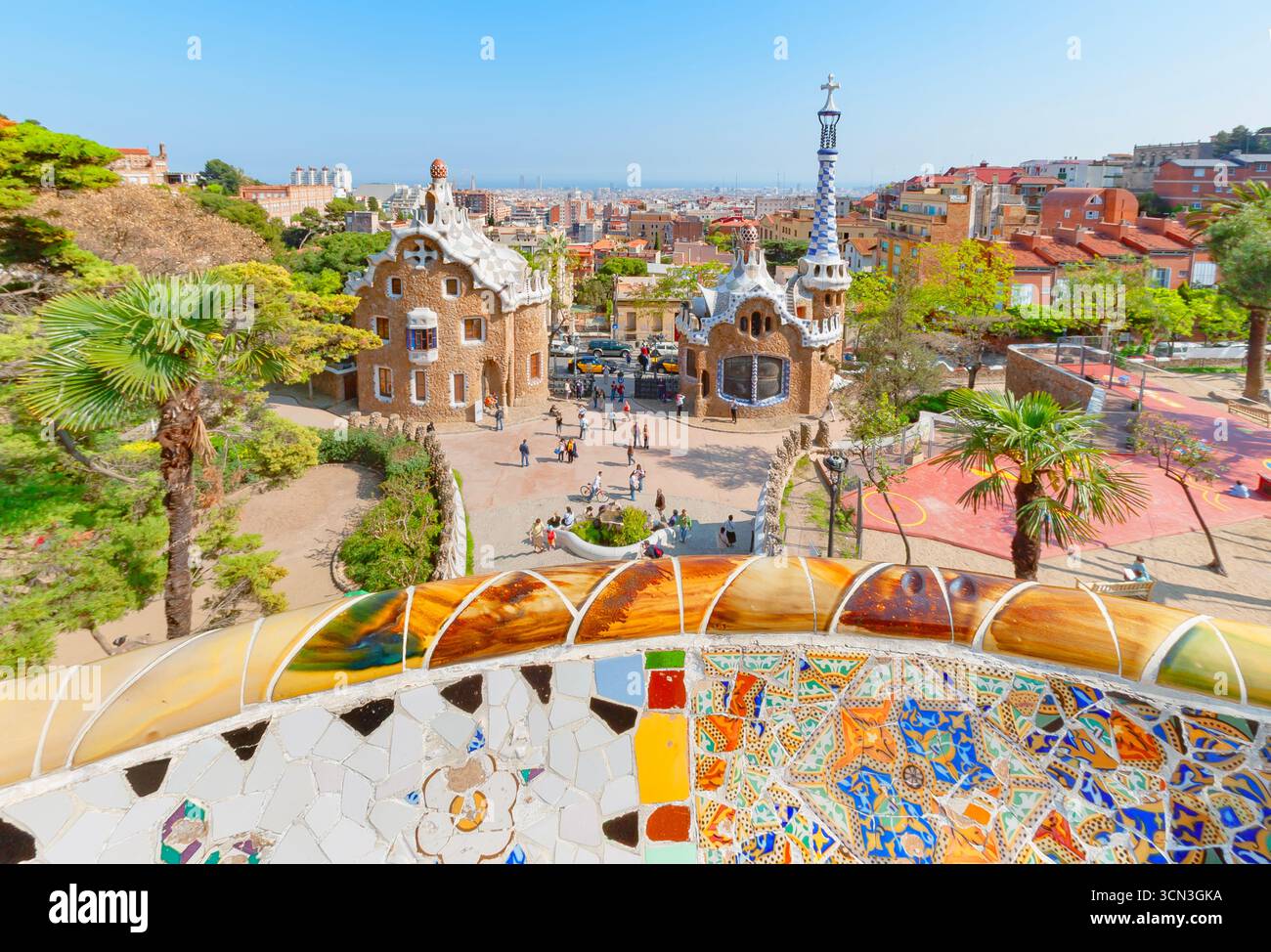 Parco Guell, Barcellona, in Catalogna, Spagna Foto Stock