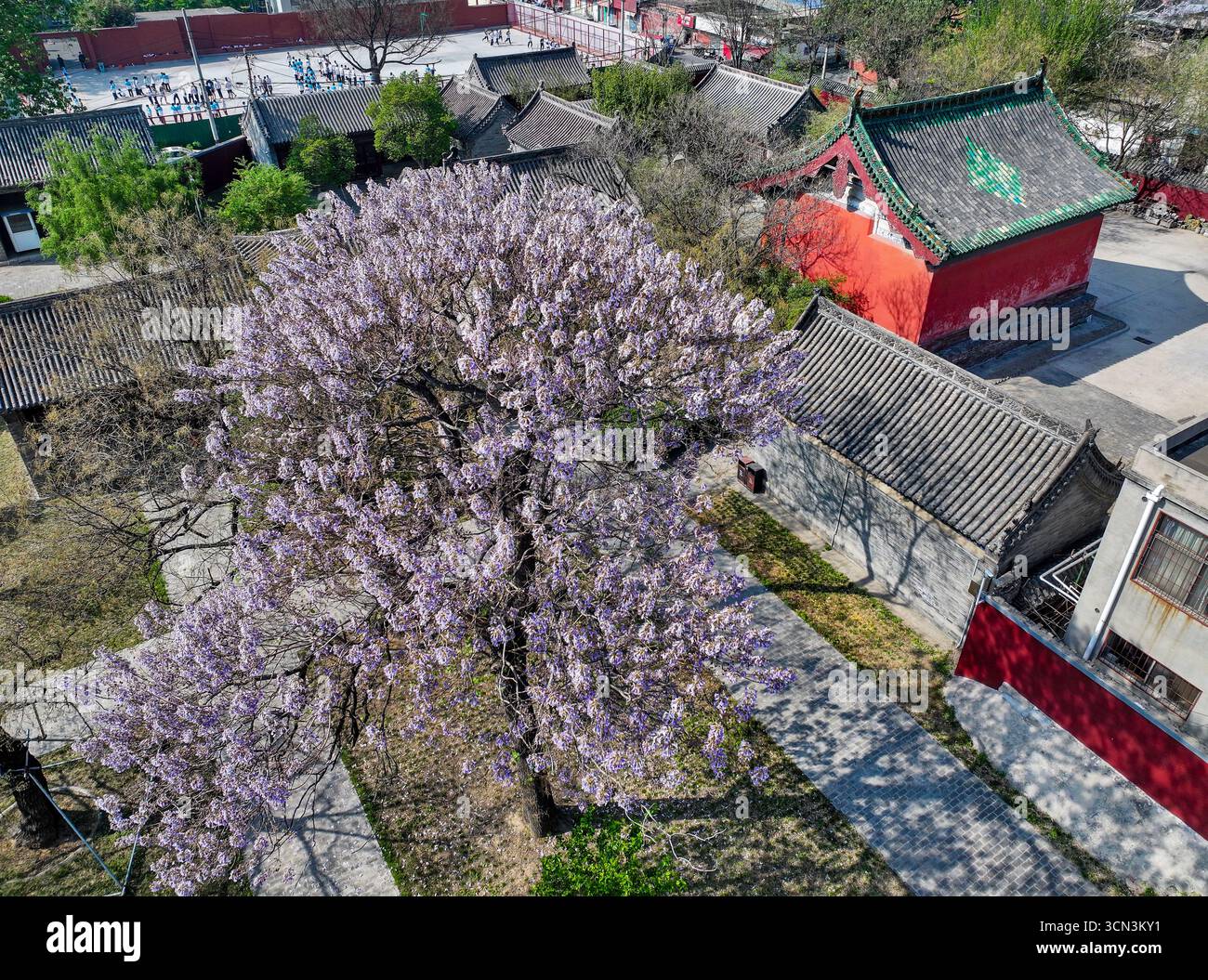 Fotografia aerea del tempio Han Wei Gong e del tempio Han Wang nella città di Anyang, provincia di Henan Foto Stock