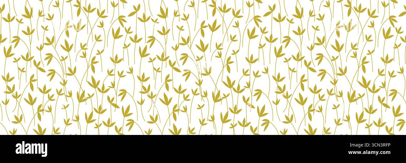 Motivo botanico senza cuciture con ramificazione verde oliva su sfondo bianco Illustrazione Vettoriale