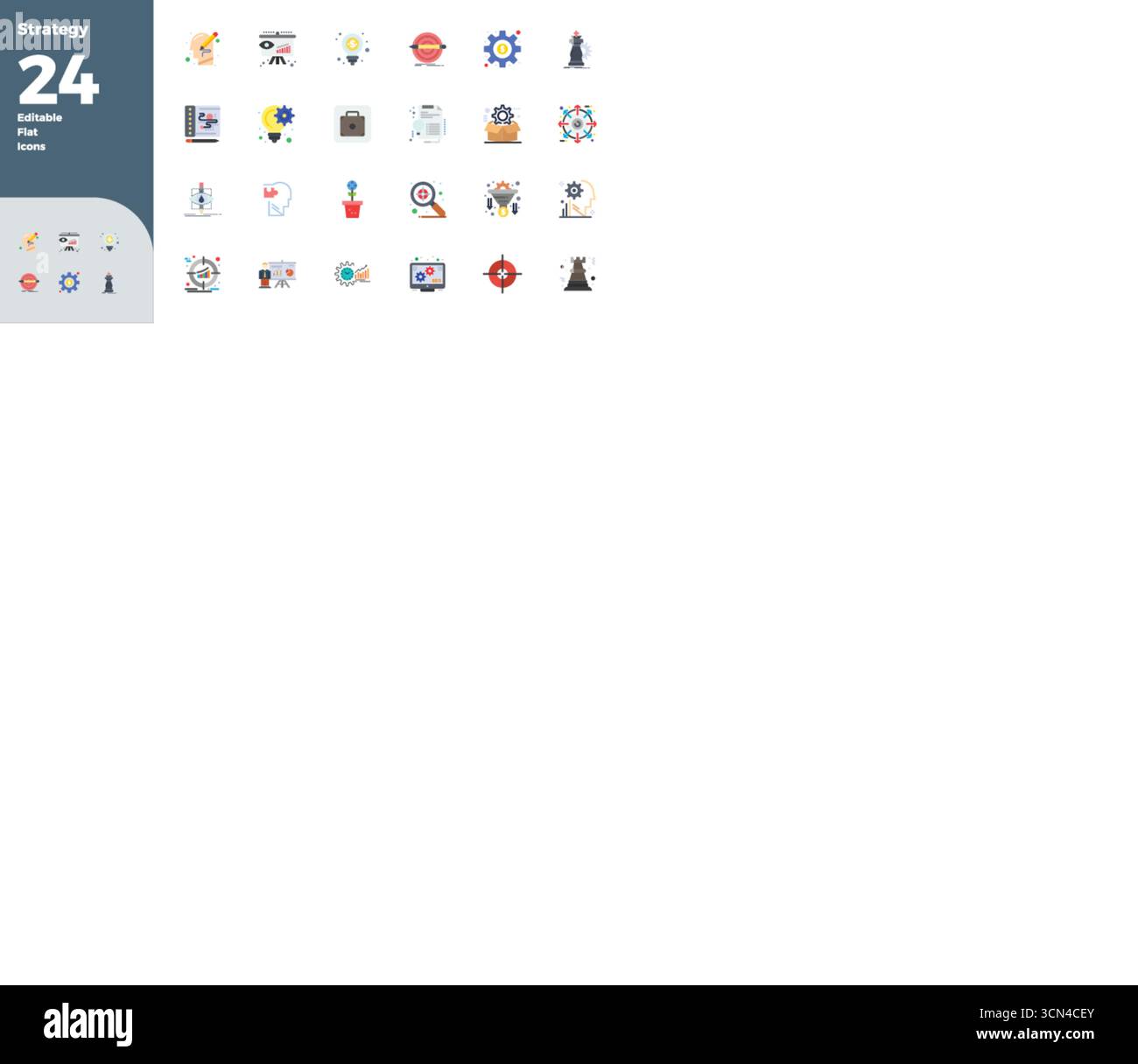 Icone vettoriali perfette da 24 PIXEL progettate in modo intelligente ispirate alla strategia, create in formato Flat Color a 128x128 per un lavoro di progettazione intelligente ed efficiente Illustrazione Vettoriale