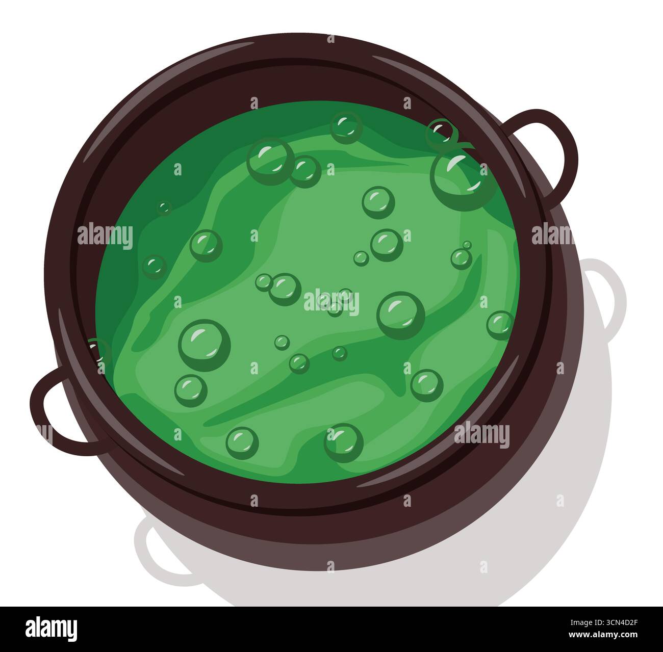 Buon Halloween Cauldron Clipart Bubbling Green Potion, Spooky Vector Illustration Illustrazione Vettoriale