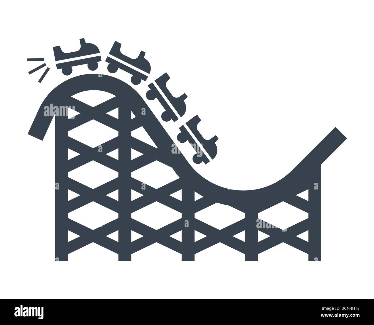 Icona delle montagne russe nere. Illustrazione piatta. Illustrazione Vettoriale