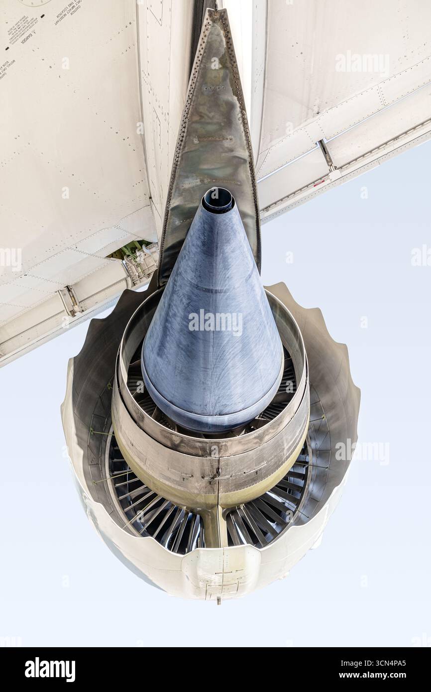 VISTA POSTERIORE DEL MOTORE A TURBINA. Foto Stock