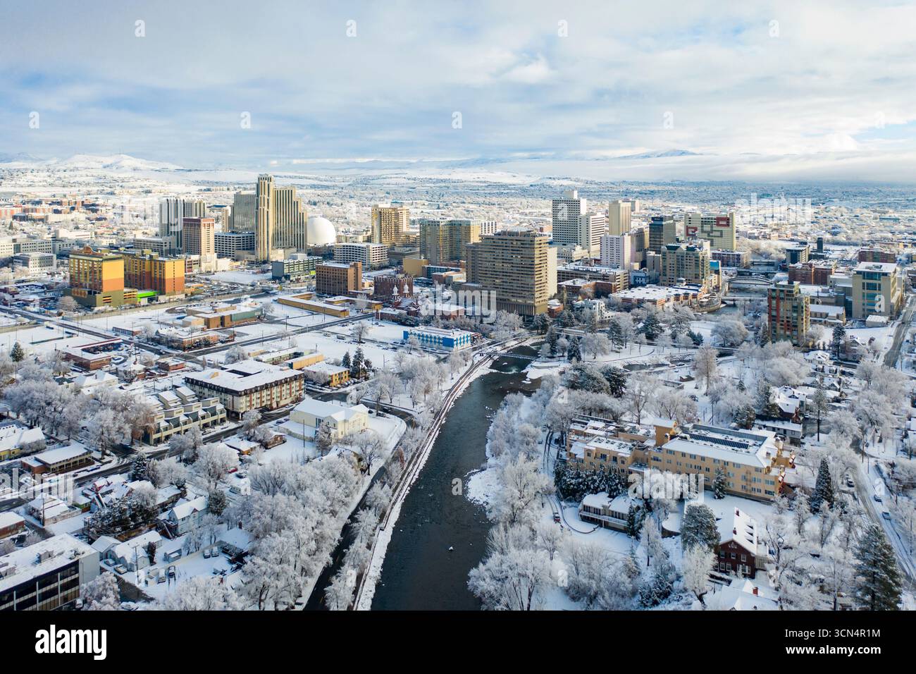 Foto aerea di Reno in inverno Foto Stock