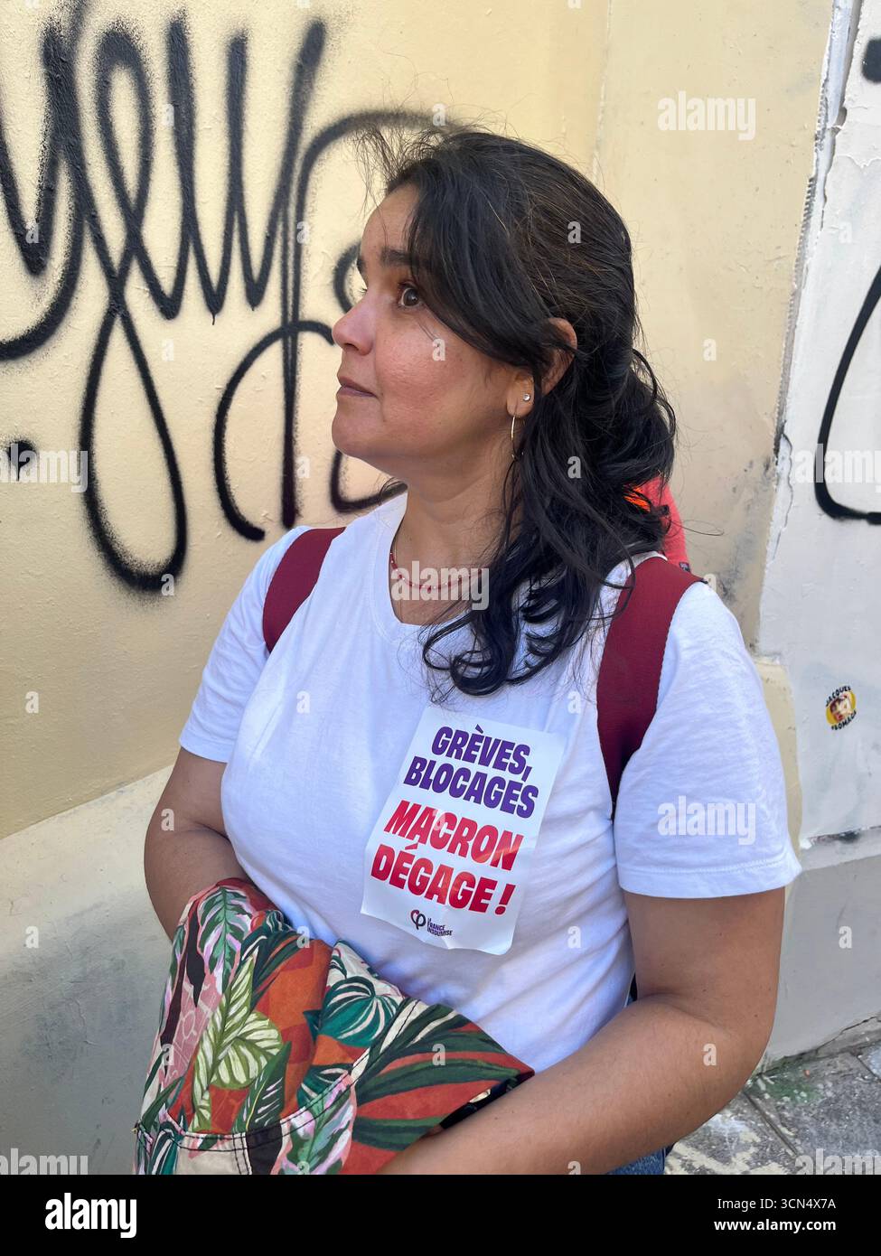 Manifestazione di Parigi il 18 settembre 2025 - una giornata nazionale di scioperi e proteste organizzata da un'ampia coalizione di sindacati francesi Foto Stock