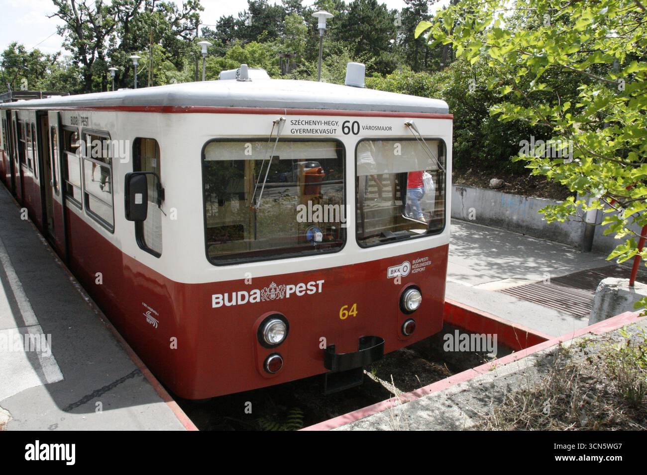 La ferrovia a cremagliera di Budapest, nota anche come "Fogaskerekű" in ungherese. Foto Stock