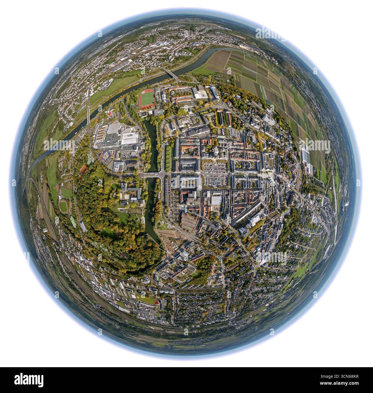 Centro città, Grosser Markt, Saarlouis, Saarbruecken, Saarland, Germania, Europa, vista aerea, vista dall'alto, fotografia aerea, fotografia aerea, Foto Stock