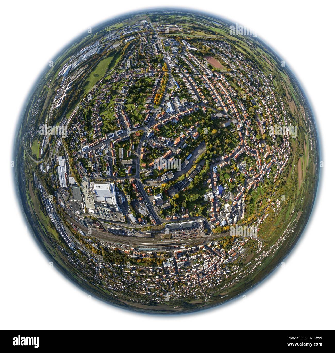 Sankt Wendel, Saarbruecken, Saarland, Germania, Europa, foto aeree, vista dall'alto, fotografia aerea, fotografia aerea, panoramica, l'occhio d'uccello sta vivendo Foto Stock