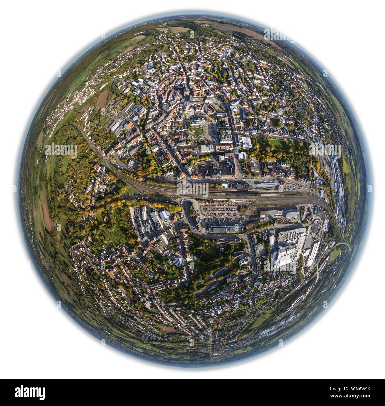 Sankt Wendel, Saarbruecken, Saarland, Germania, Europa, foto aeree, vista dall'alto, fotografia aerea, fotografia aerea, panoramica, l'occhio d'uccello sta vivendo Foto Stock