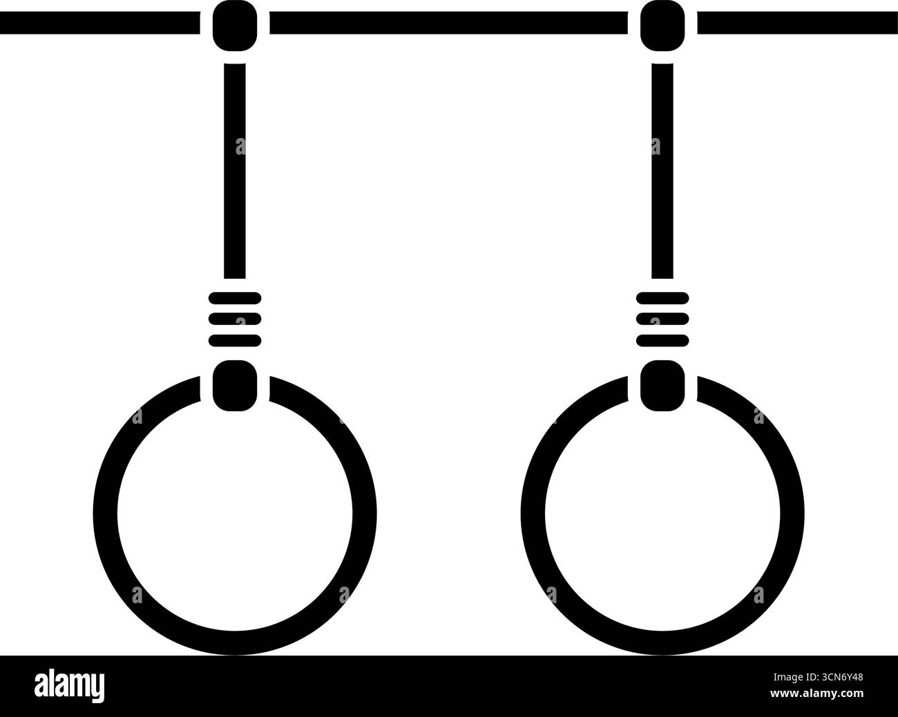 Icona nera degli anelli da ginnastica Illustrazione Vettoriale