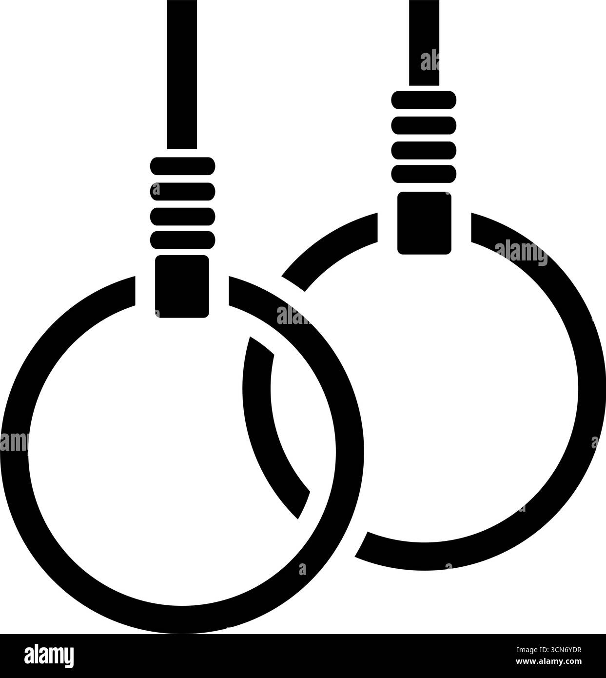 Icona nera degli anelli da ginnastica Illustrazione Vettoriale