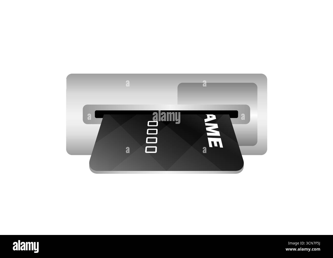 Inserimento di carta di credito, bancomat o carta di debito nello slot per carte ATM. Illustrazione vettoriale isolata su sfondo bianco. Illustrazione Vettoriale