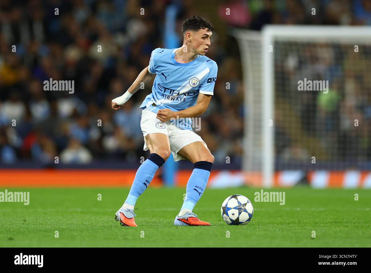 Durante la fase MD1 della UEFA Champions League 2025/26 tra Manchester City e SSC Napoli all'Etihad Stadium il 18 settembre 2025 a Manchester, Inghilterra Foto Stock